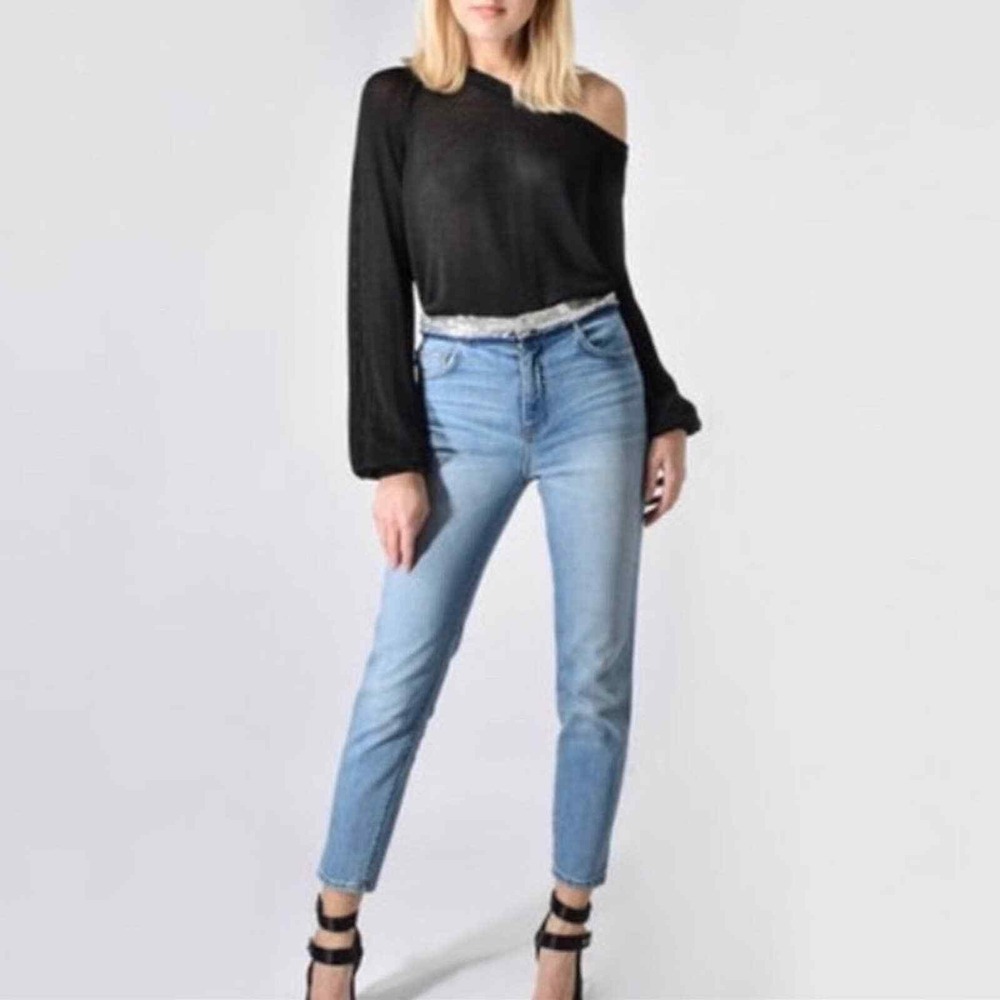 IRO Jeans Jones Sequin Waist Cropped Jeans Size 30 Minimalist Night Out Casual